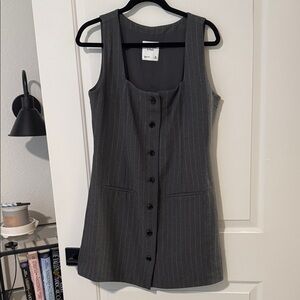 Abercrombie & Fitch Charcoal Pinstripe Sleeveless Shift Dress